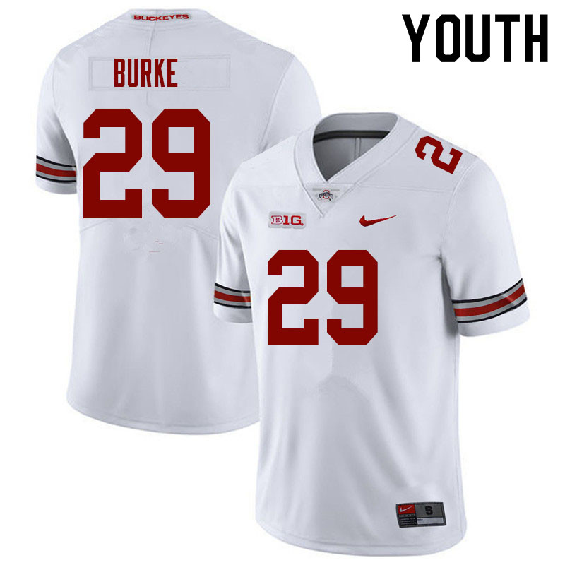 Ohio State Buckeyes Denzel Burke Youth #29 White Authentic Stitched College Football Jersey